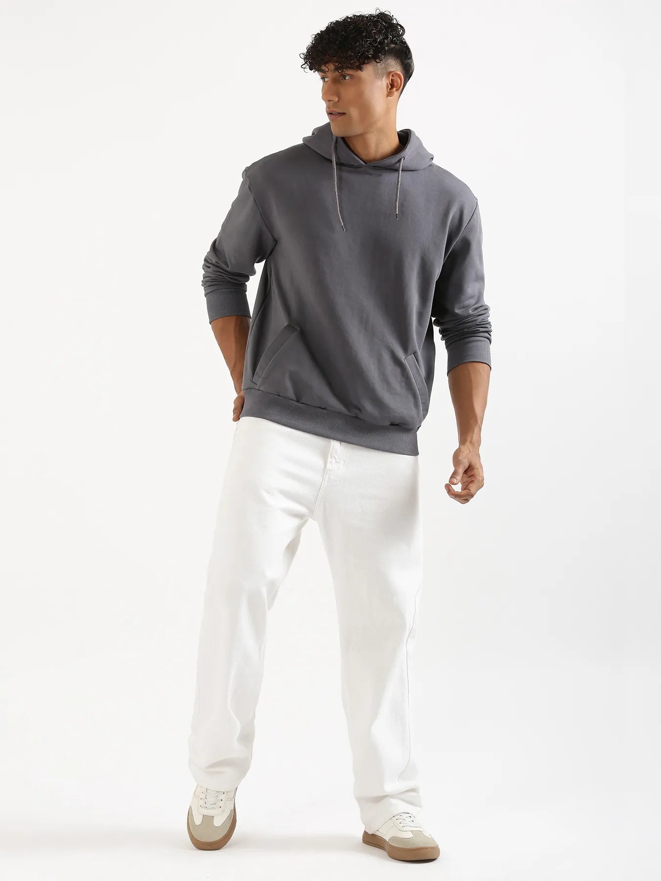 Unisex Grey Pullover Fleece Hoodie