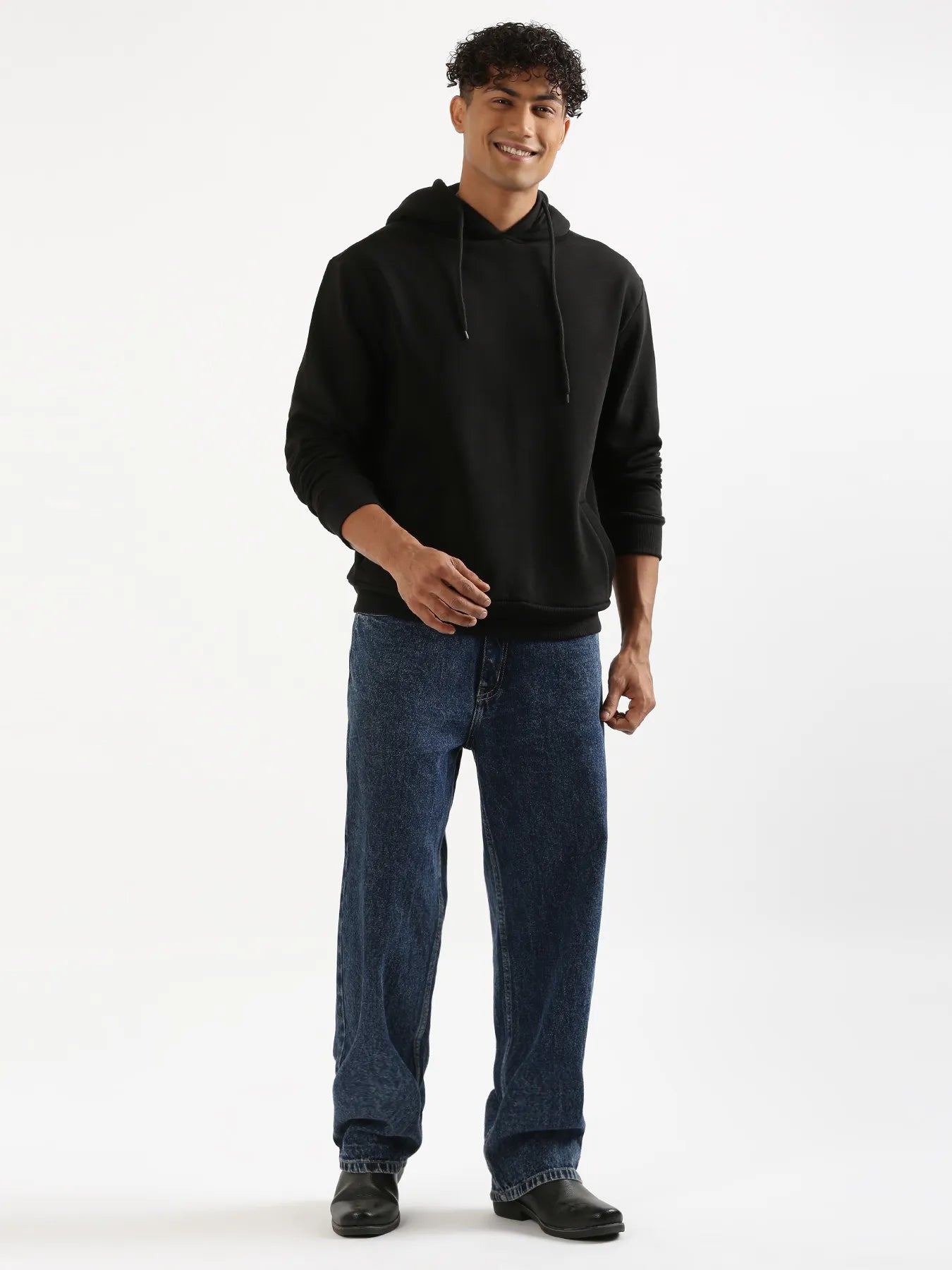 Unisex Black Pullover Fleece Hoodie