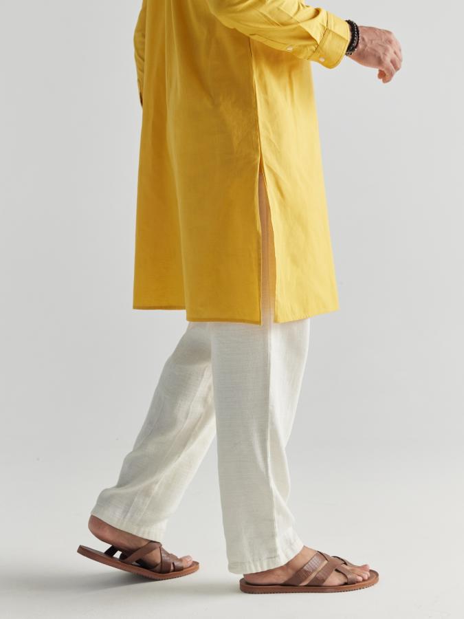 Yellow Airy Linen Long Kurta