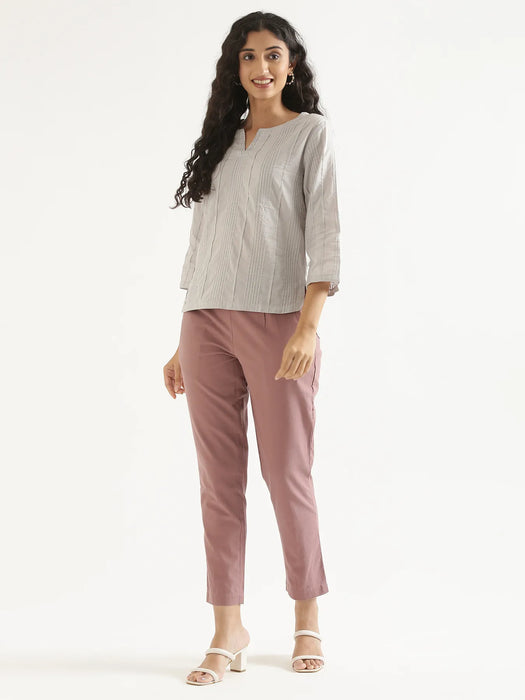 Women Grey Everyday Cotton Top