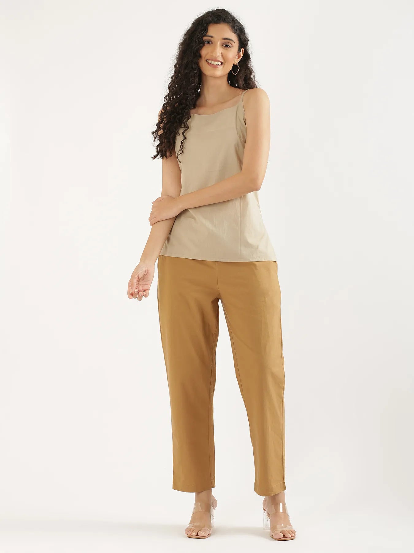 Women Nude Cotton Camisole Top