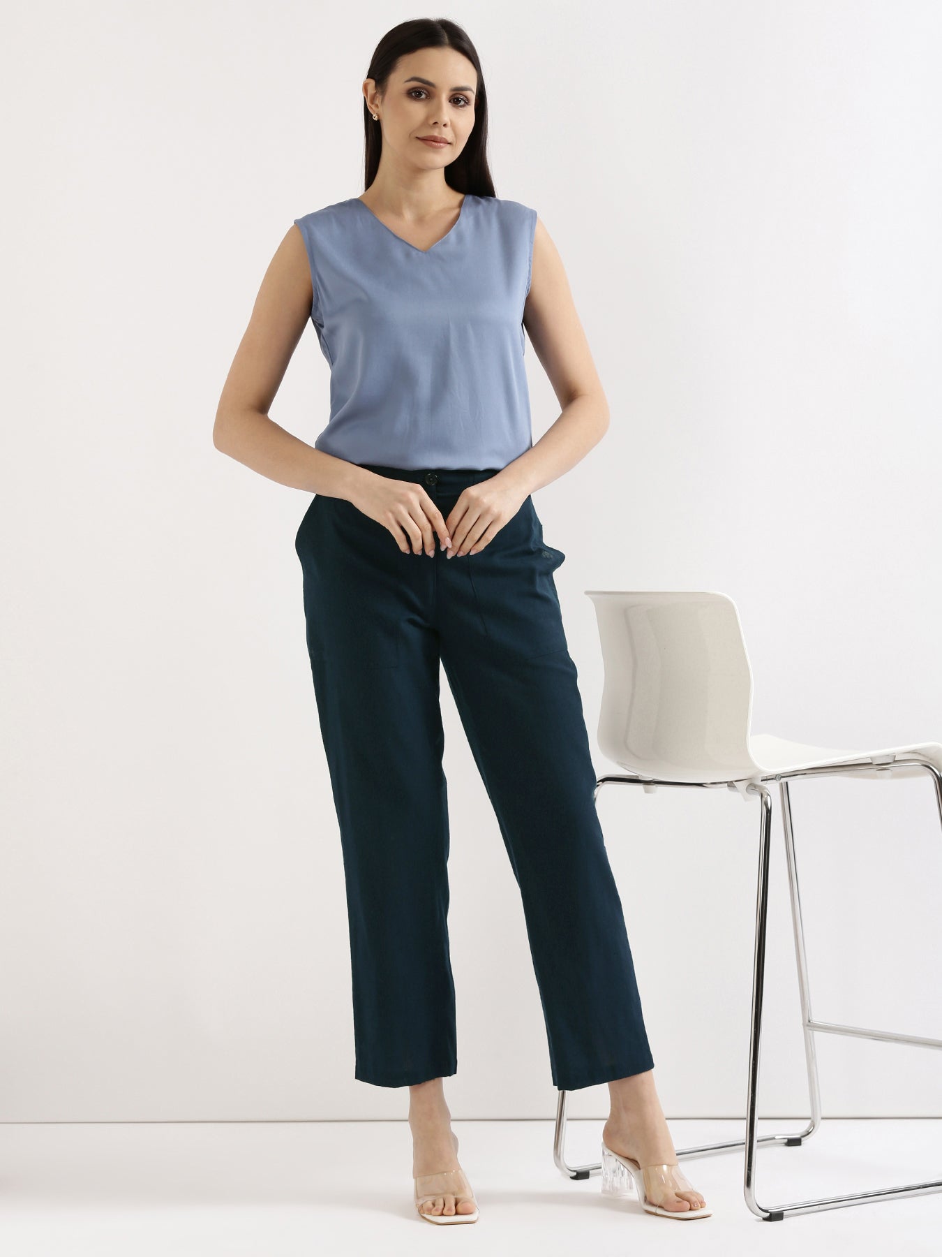 Navy Blue Airy Linen Pants