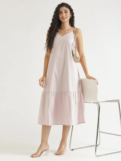 Women Mauve Pink Better Cotton Tier Dress