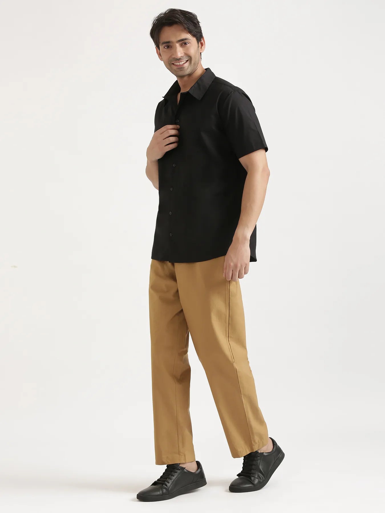 Men Black Better Cotton Short Sleeve Shirt