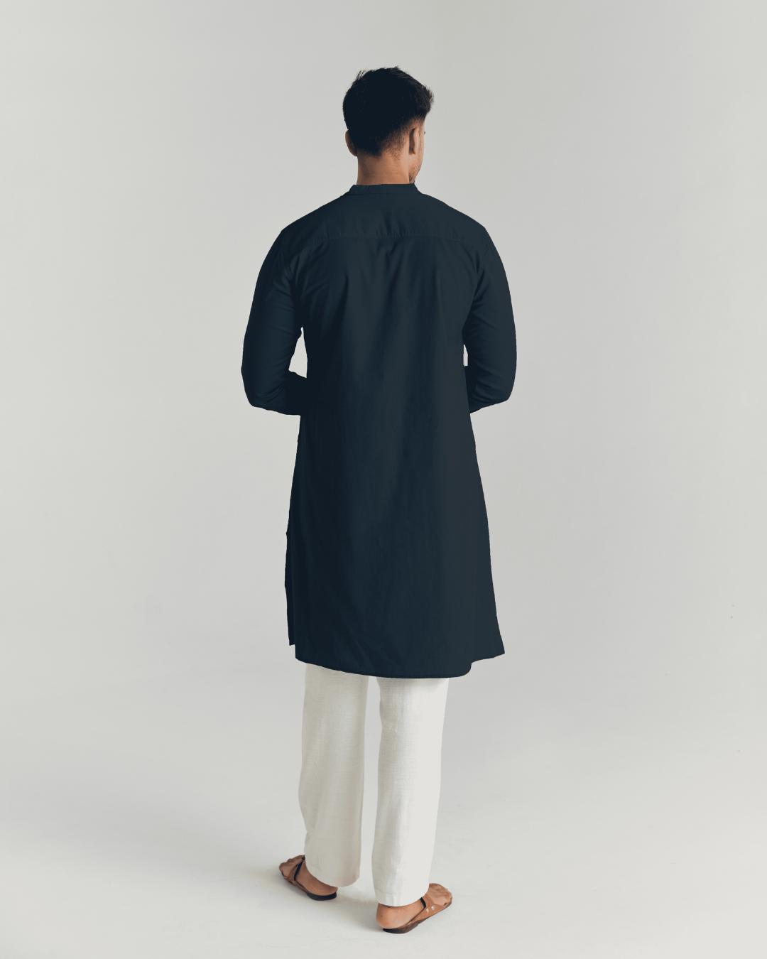 Navy Blue Airy Linen Long Kurta