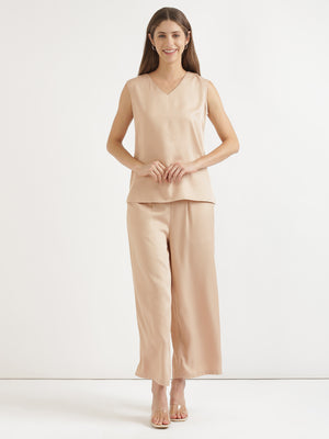 Beige Viscose Coord Set