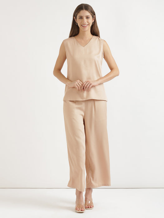 Beige Viscose Coord Set