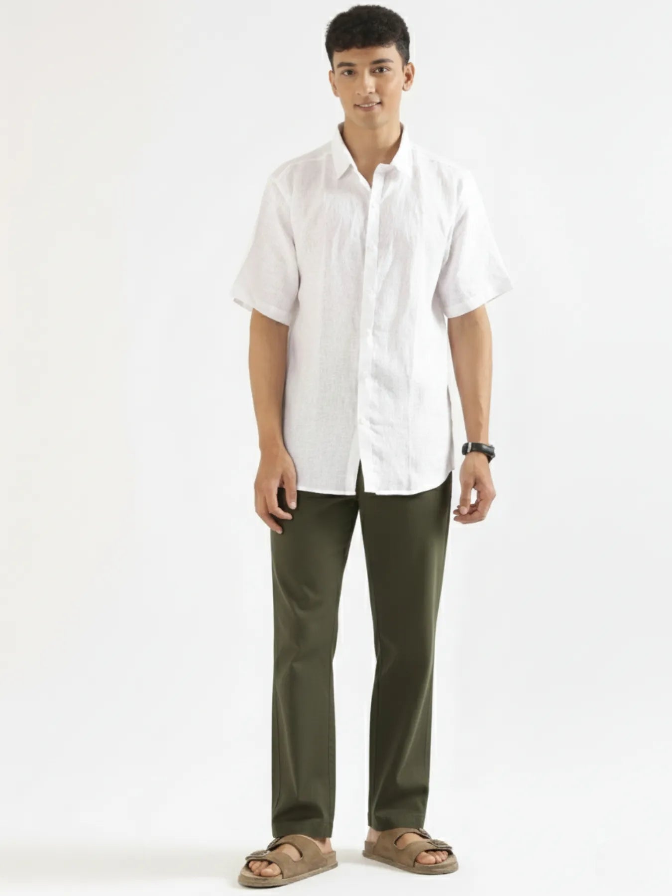 Men Olive Green Cotton Pant