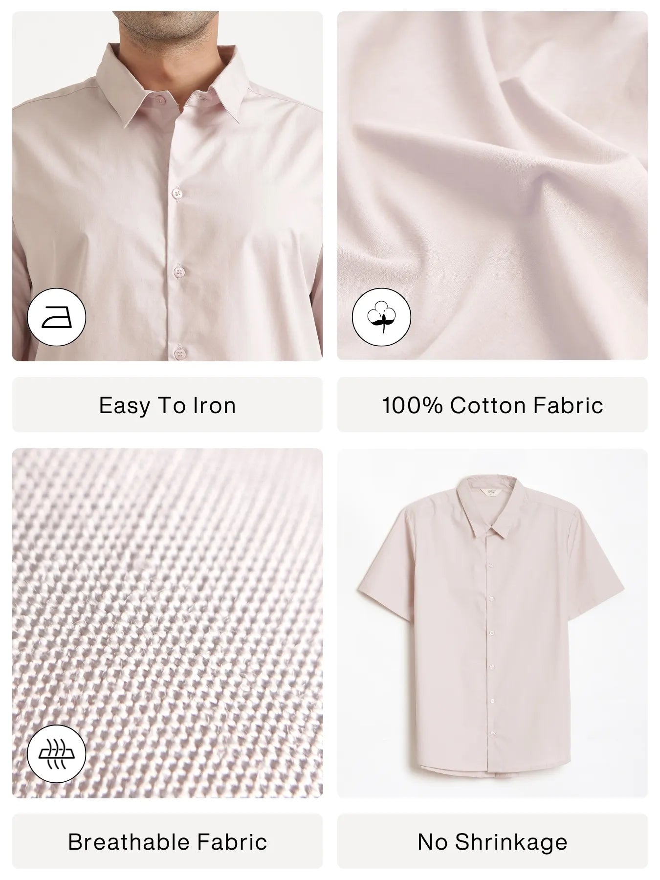 Men Mauve Pink Better Cotton Short Sleeve Shirt