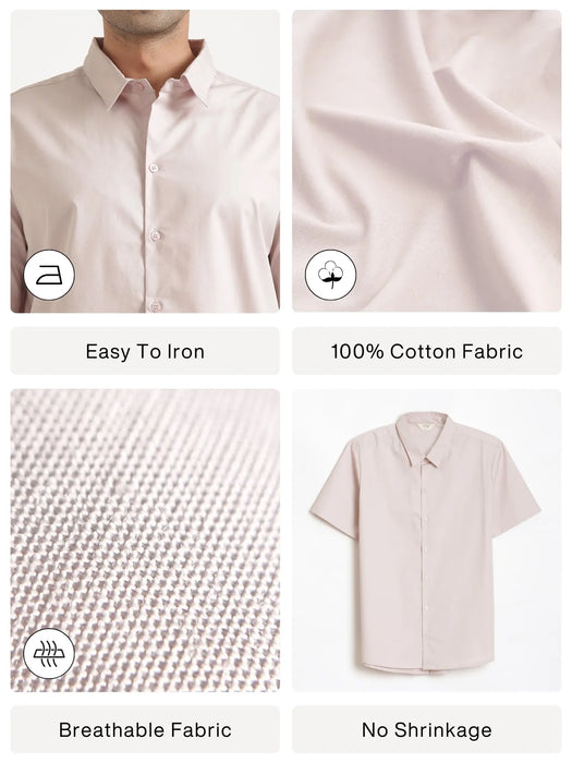 Men Mauve Pink Better Cotton Short Sleeve Shirt