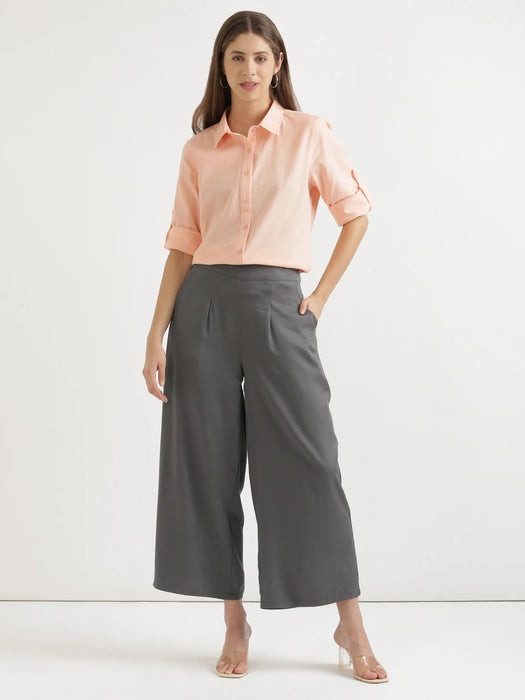 Women Grey Viscose Palazzo Pant