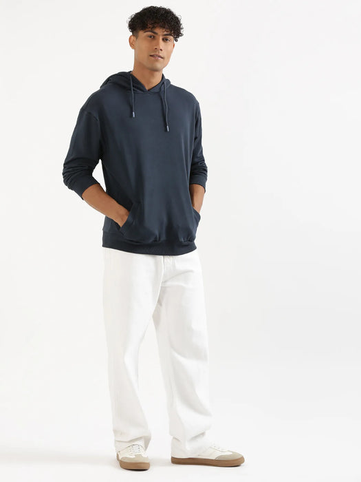 Unisex Navy Blue Pullover Fleece Hoodie