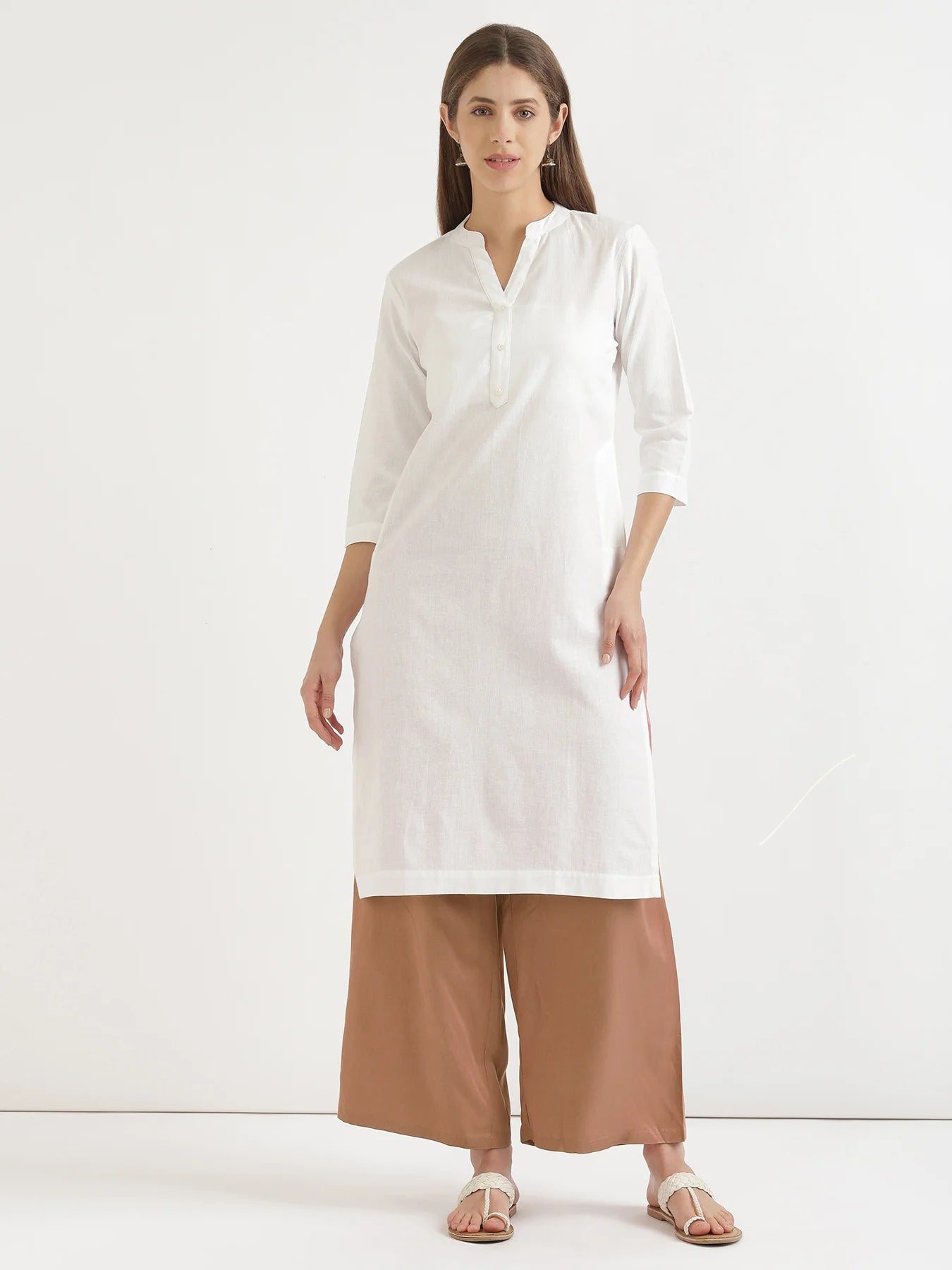 Women Mocha Mousse Viscose Palazzo Pant