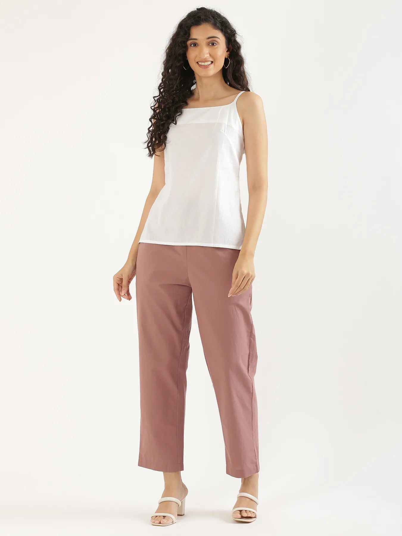Women White Cotton Camisole Top