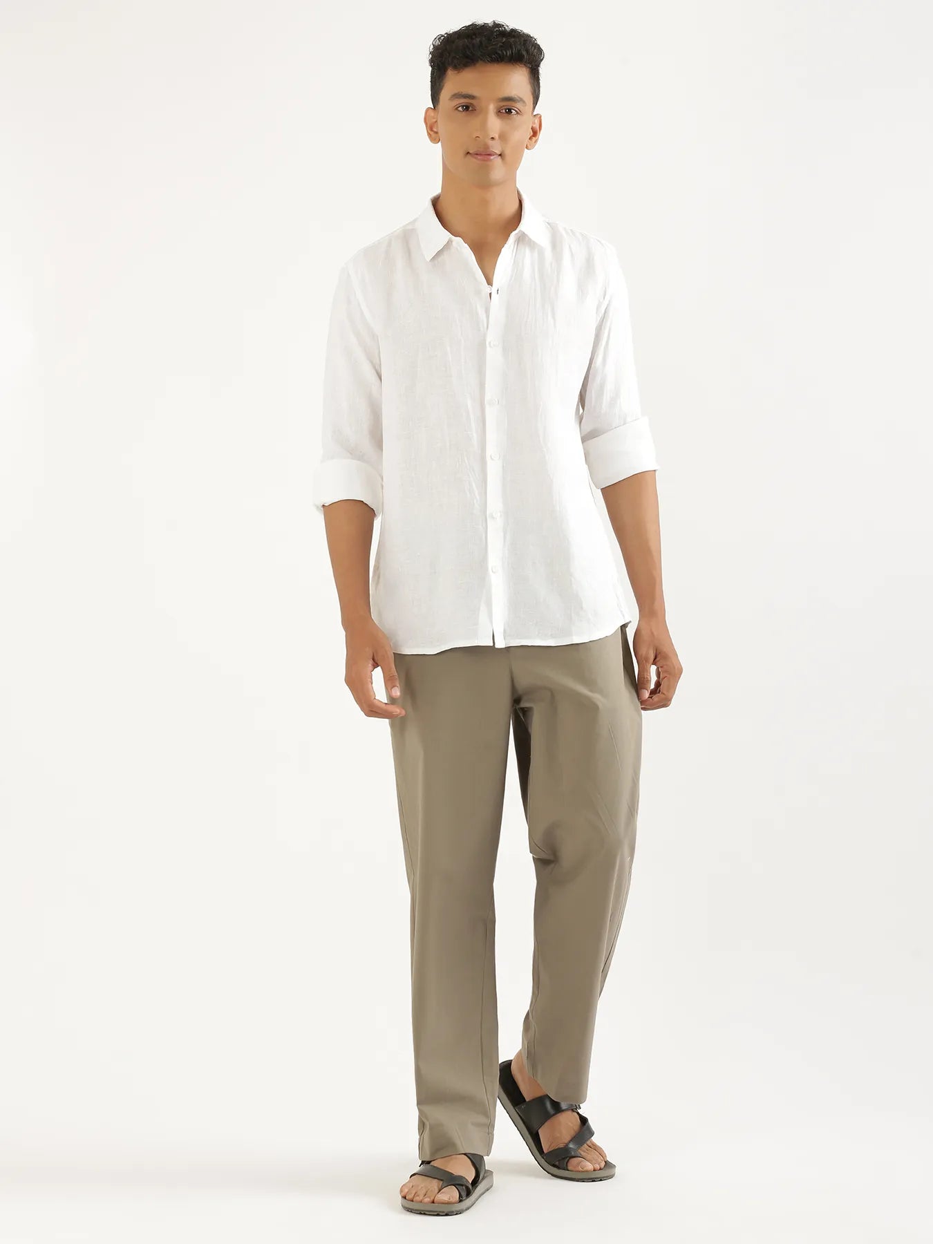 Men White Pure Linen Full Sleeve Shirt