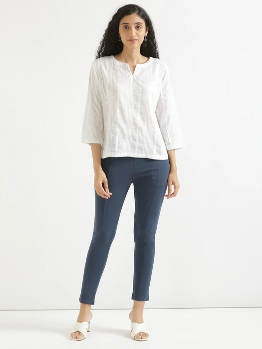 Women Royal Blue 4-Way Stretchable Pants