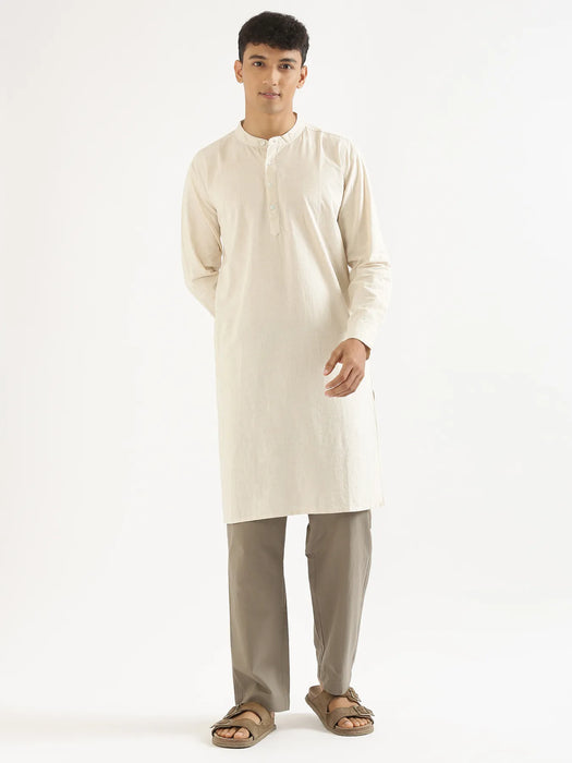 Men Ecru Airy Linen Long Kurta