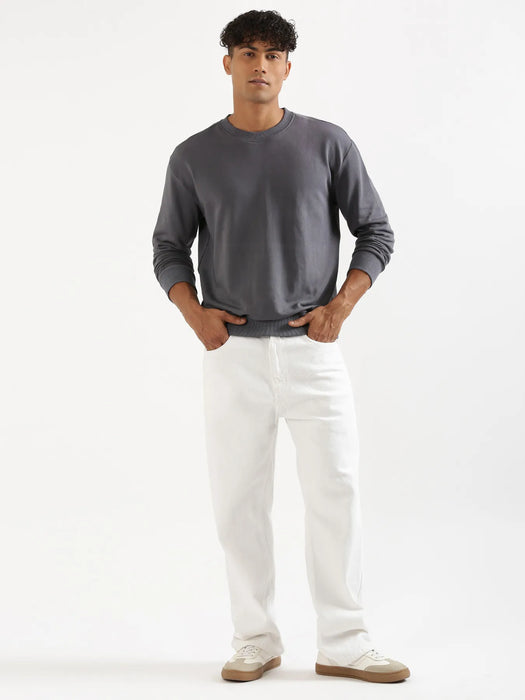 Unisex Grey Round Neck Sweatshirt