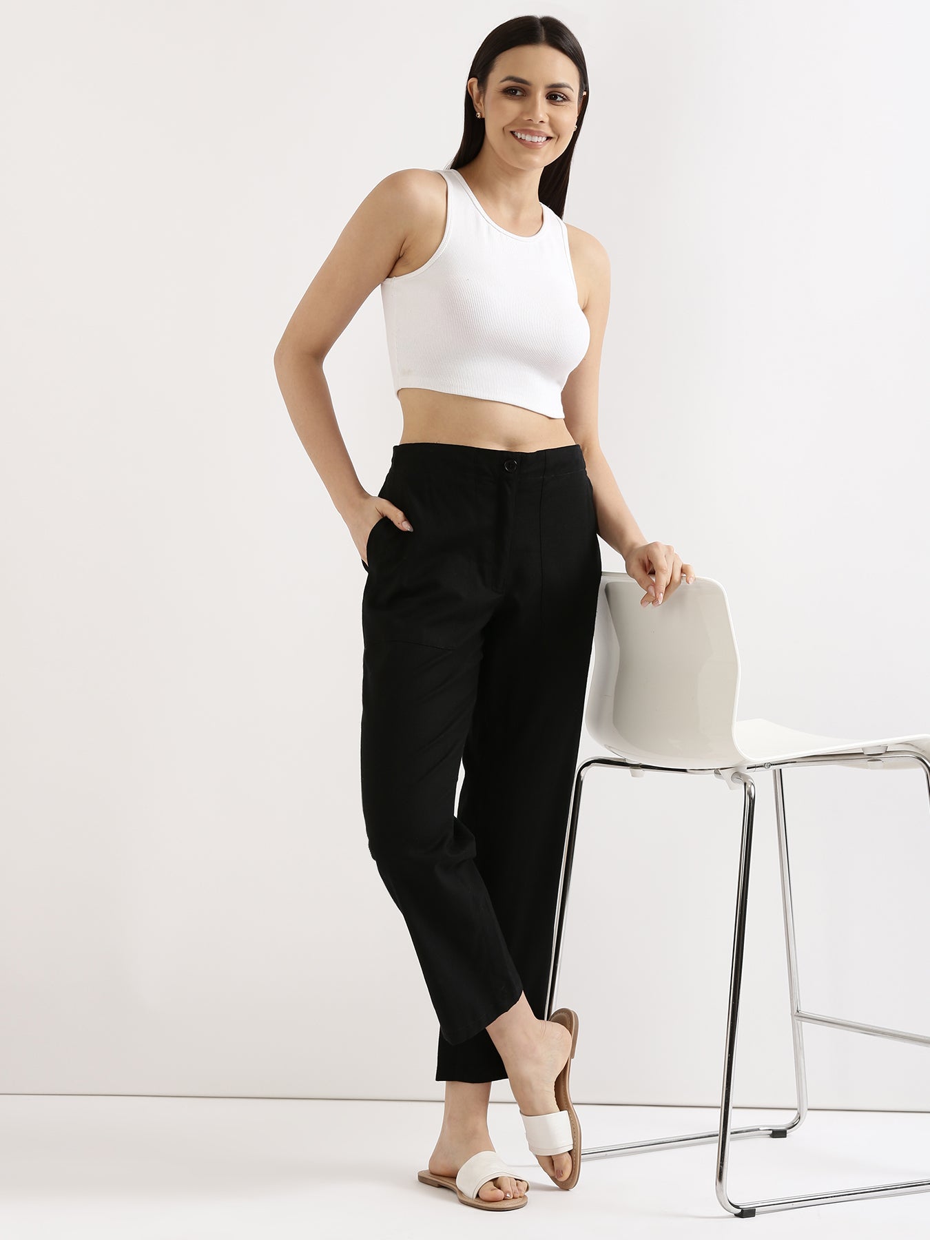 Black Airy Linen Pants