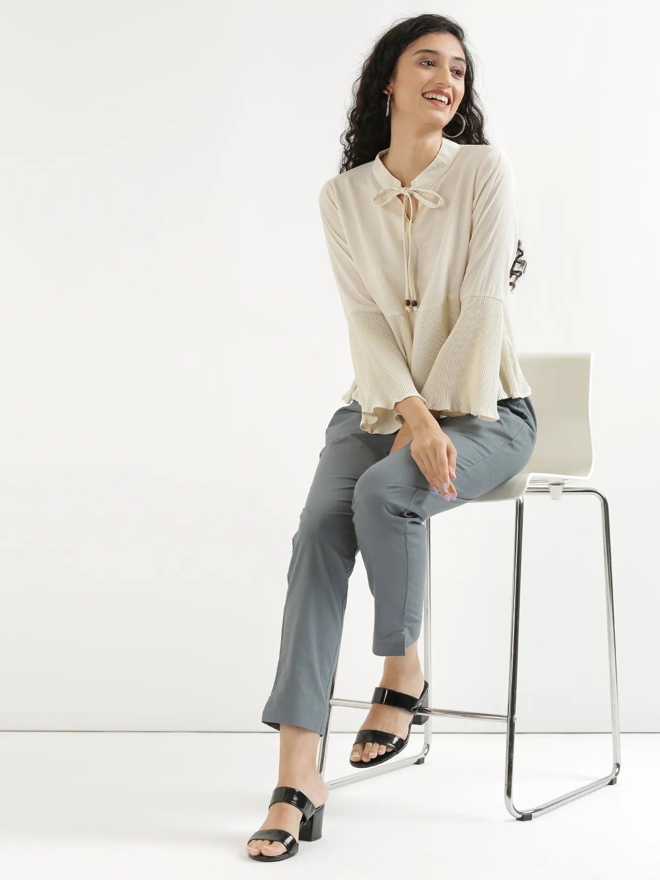 Women Cement Grey Cotton Pant