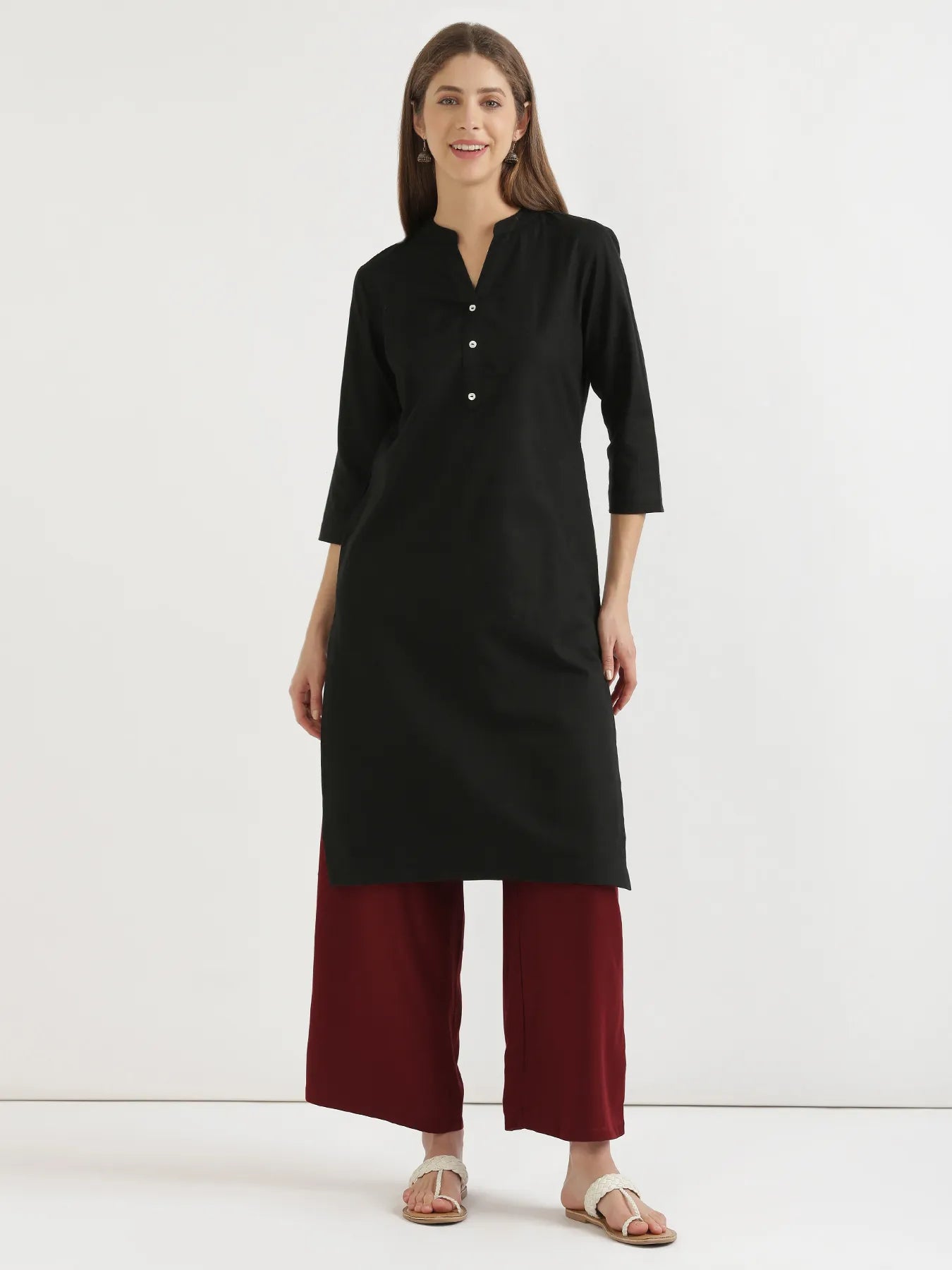 Women Maroon Viscose Palazzo Pant