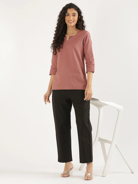 Women Black Cotton Straight Pant