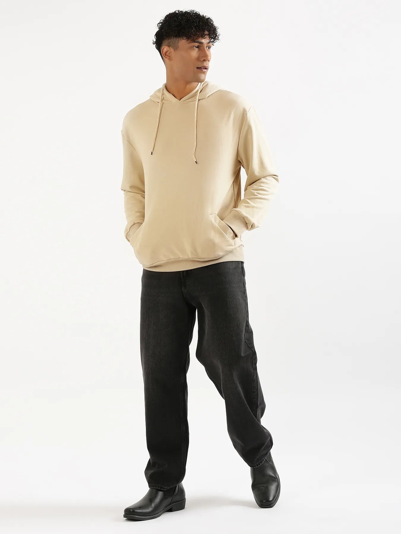 Unisex Beige Pullover Fleece Hoodie