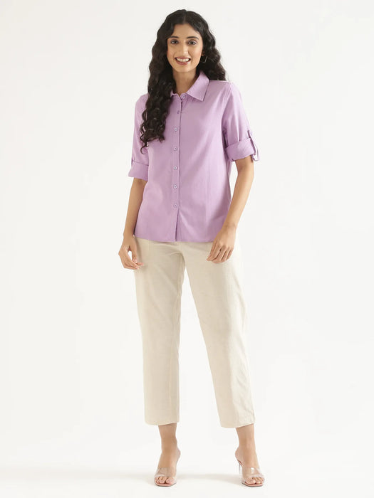 Women Lilac Airy-Linen Shirt