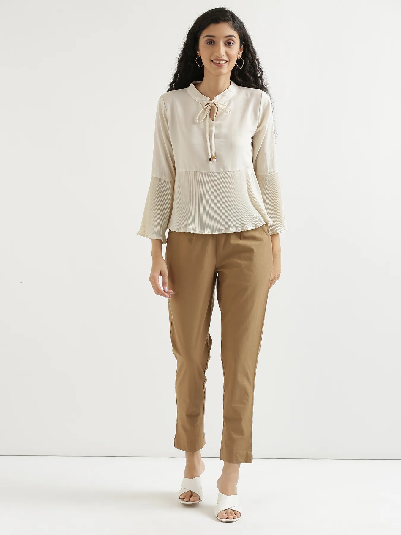 Women Coffee Brown Cotton Pant