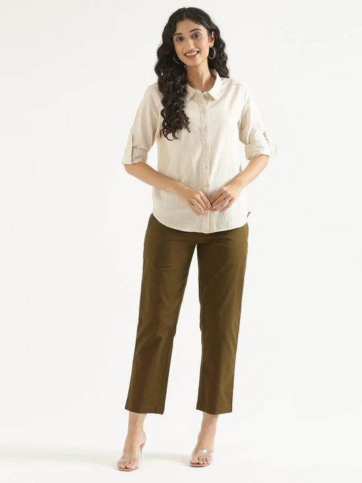 Women Ecru Airy-Linen Shirt