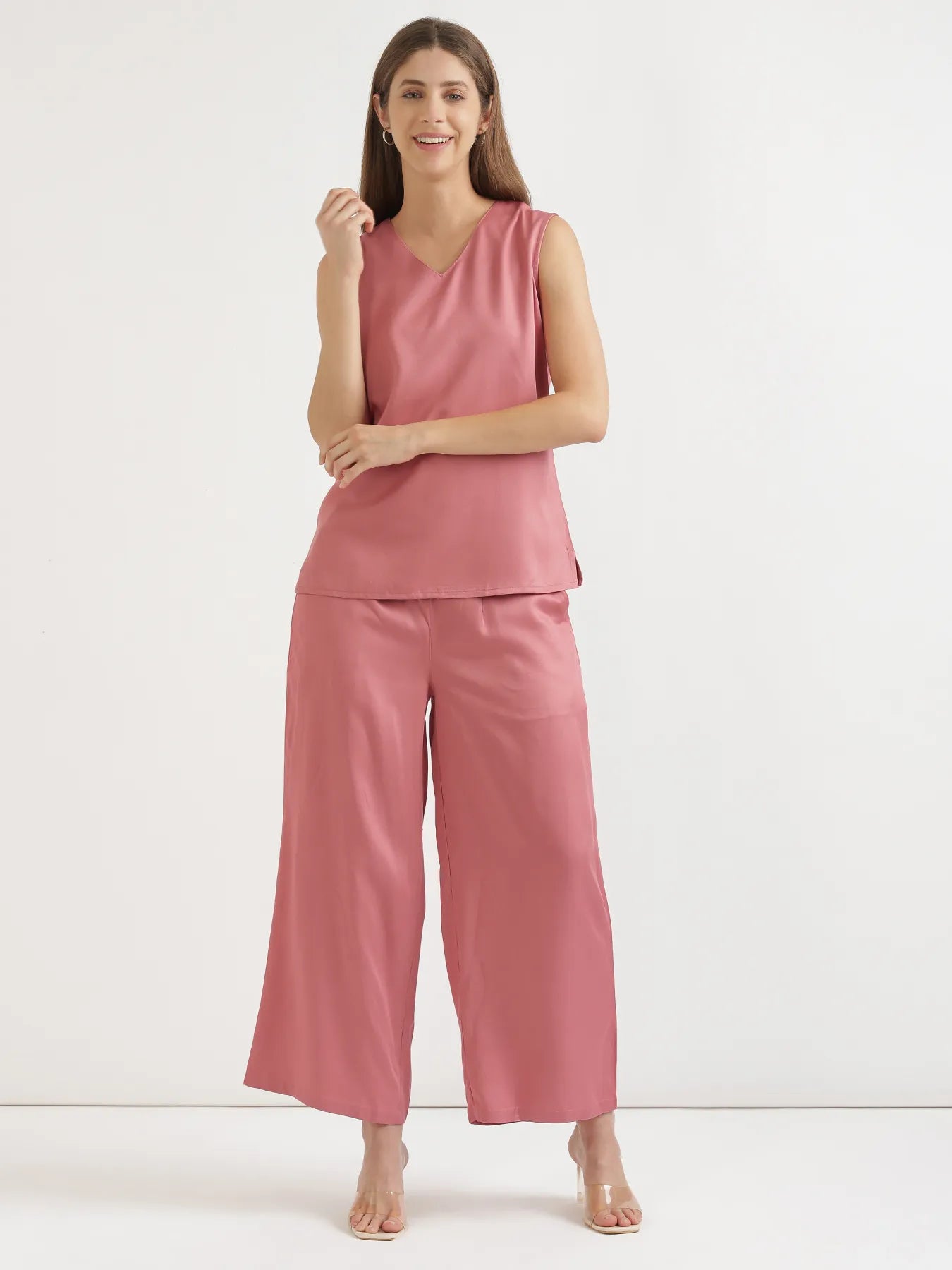 Women Rose V-Neck Sleeveless Top
