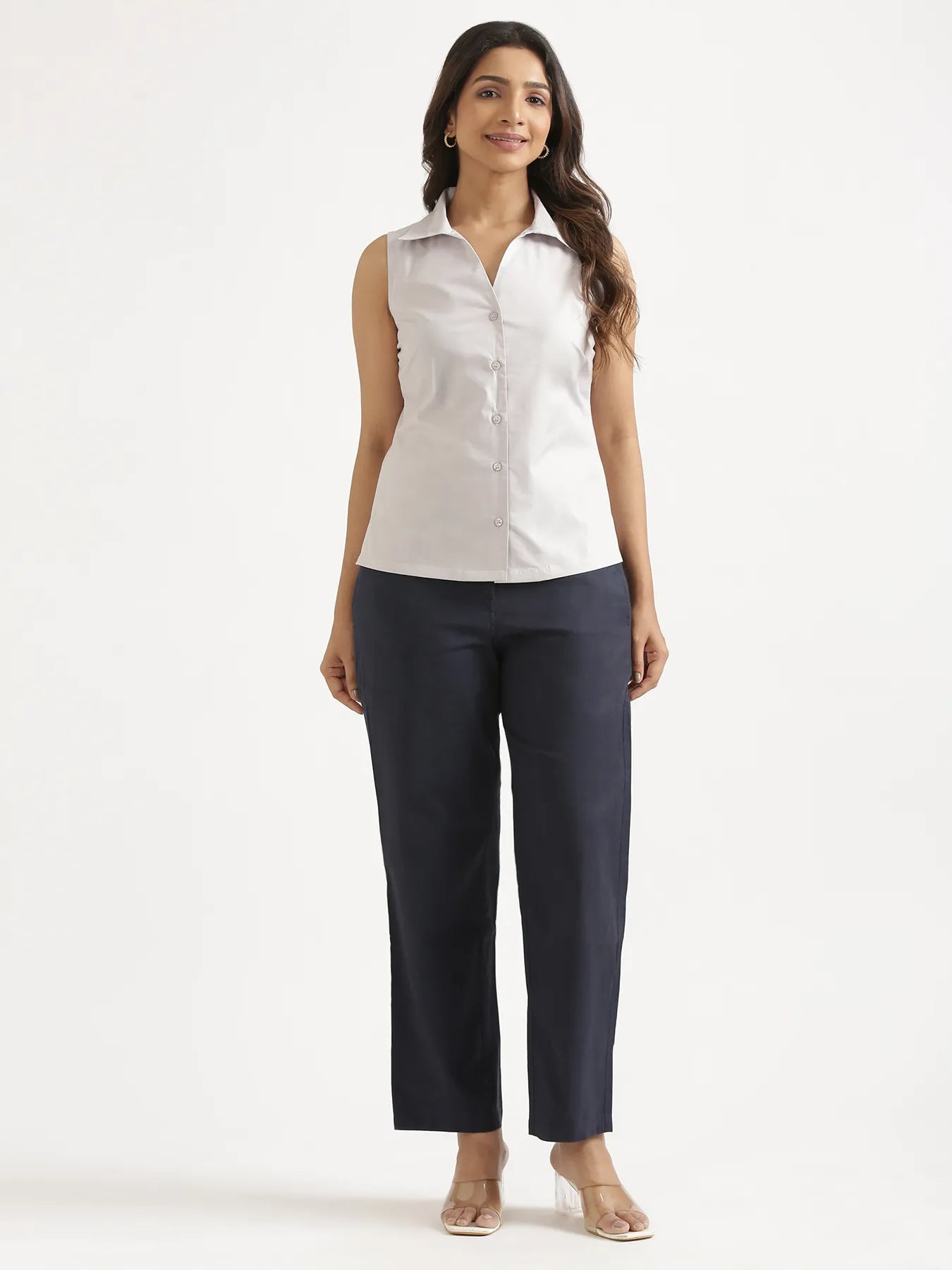 Women Light Grey Better Cotton Sleeveless Shirt