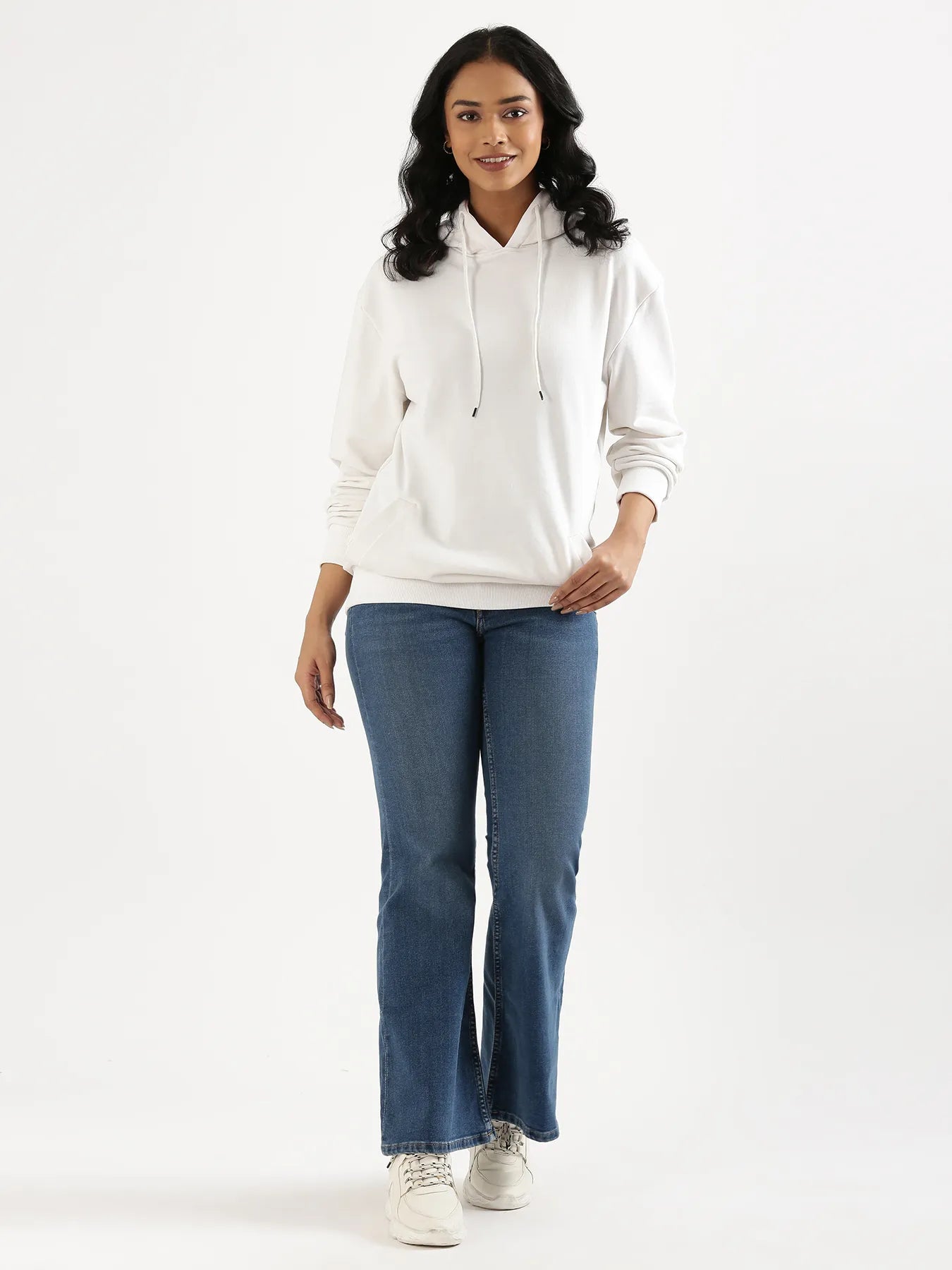 Unisex White Pullover Fleece Hoodie