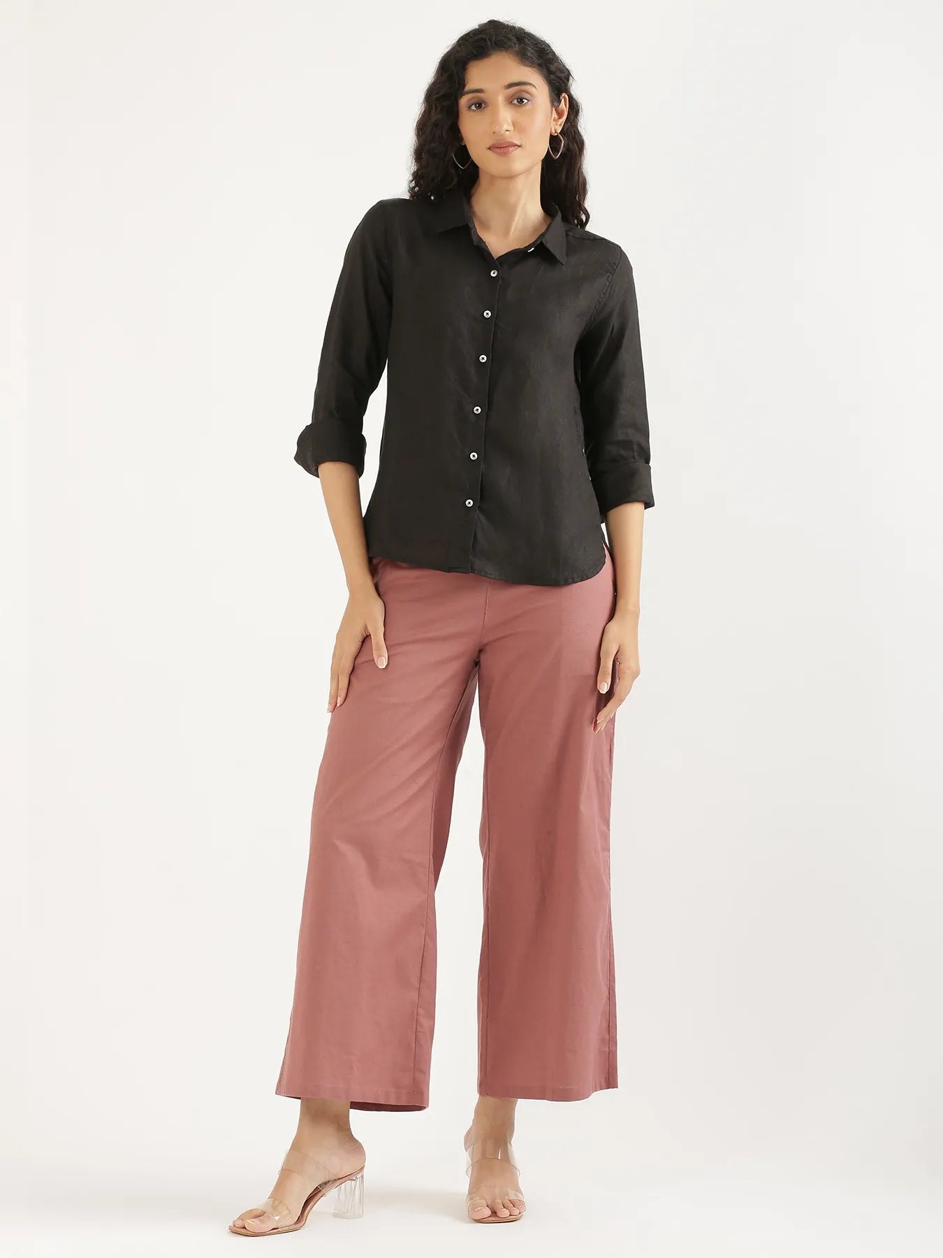 Women Black Pure Linen Shirt