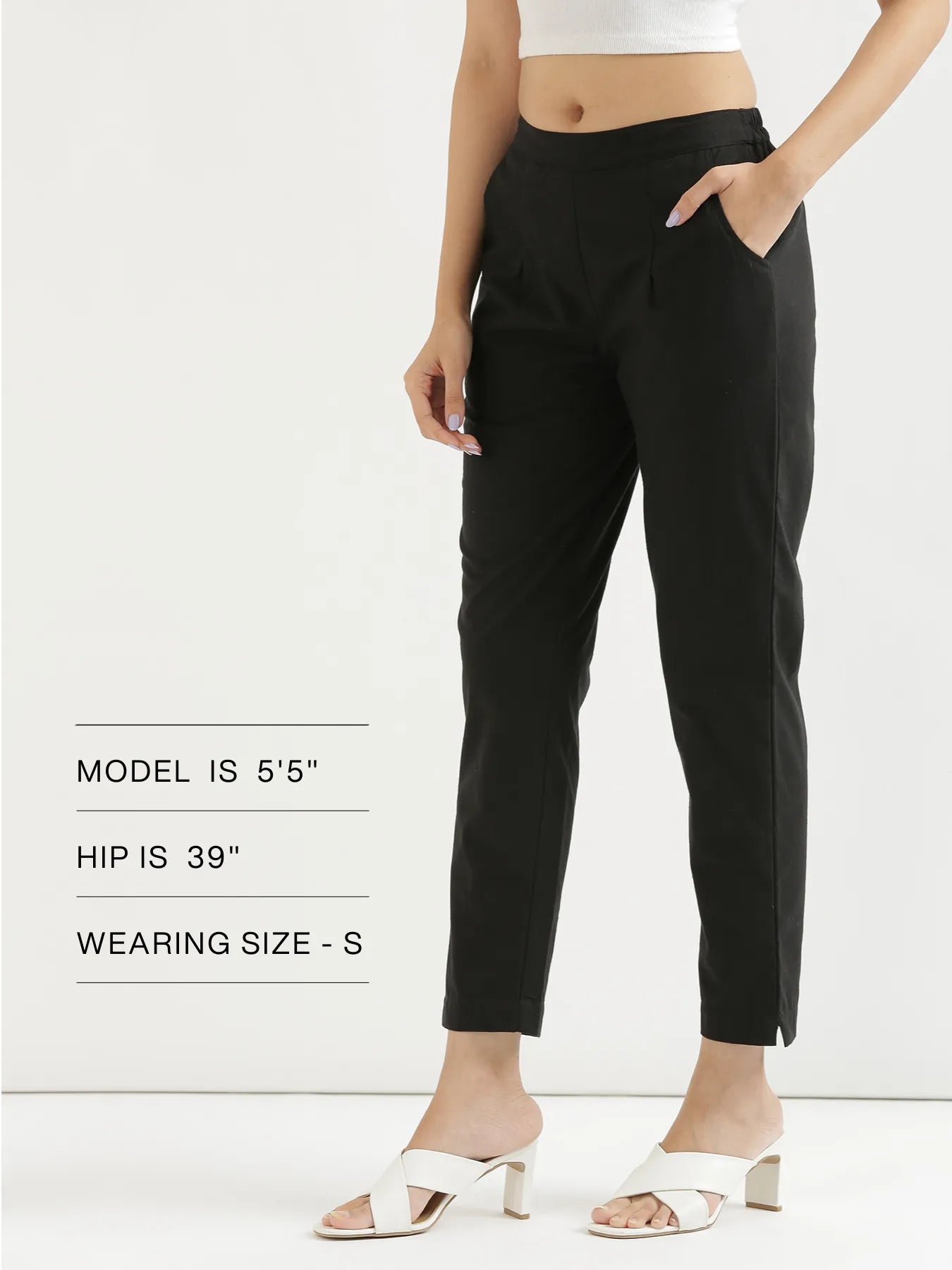Women Black Cotton Pant