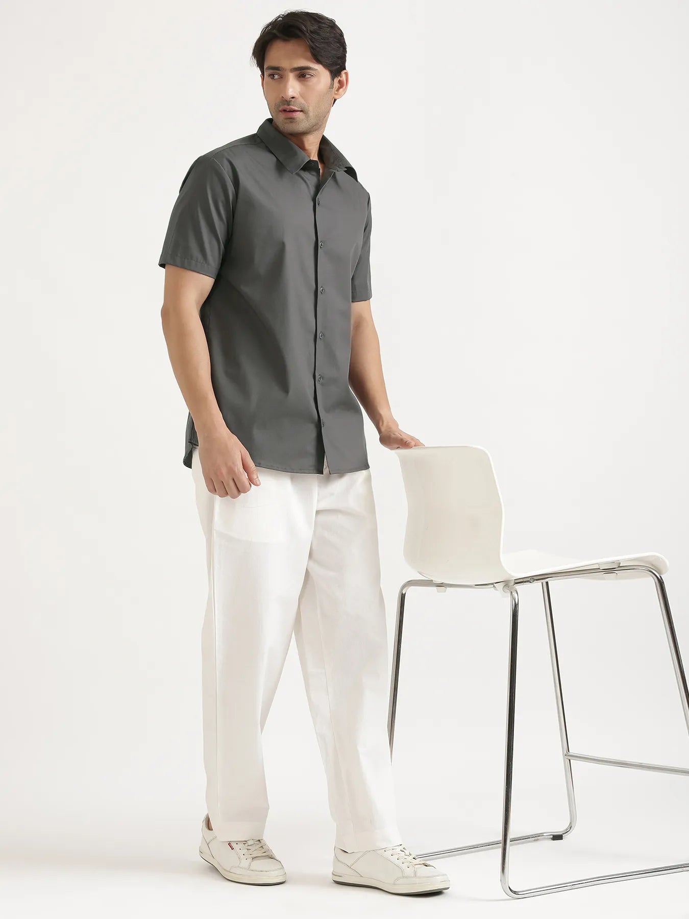 Men Dark Grey Better Cotton Short Sleeve Shirt