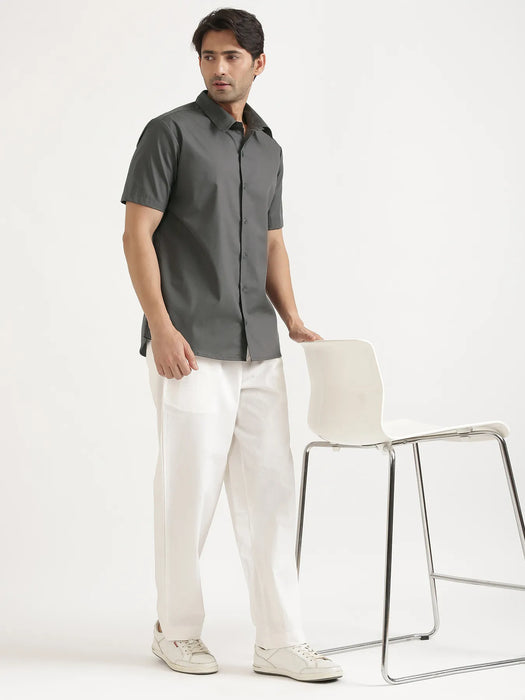 Men Dark Grey Better Cotton Short Sleeve Shirt