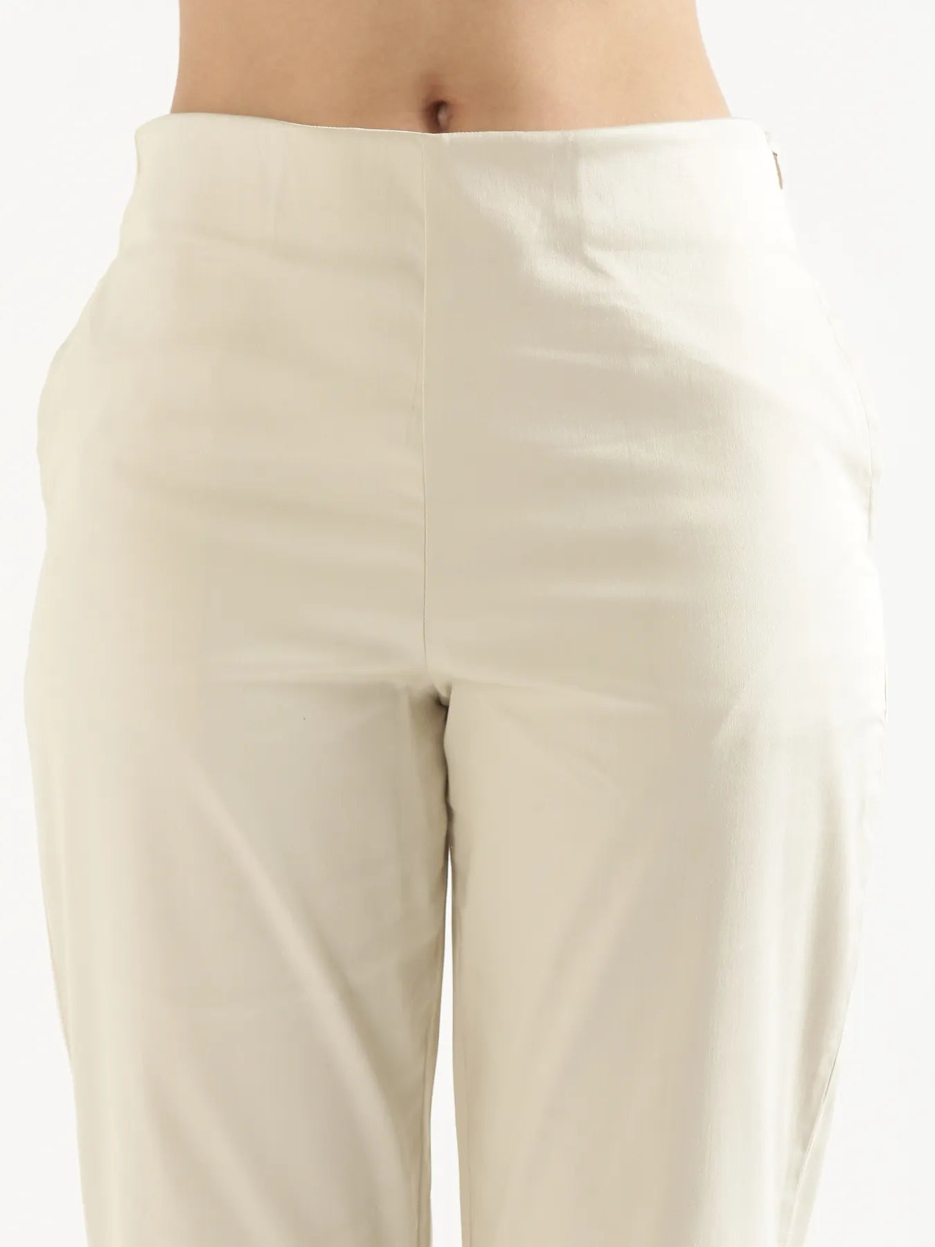 Women Beige Straight Fit Formal Pants