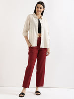 Maroon Airy Linen Pants