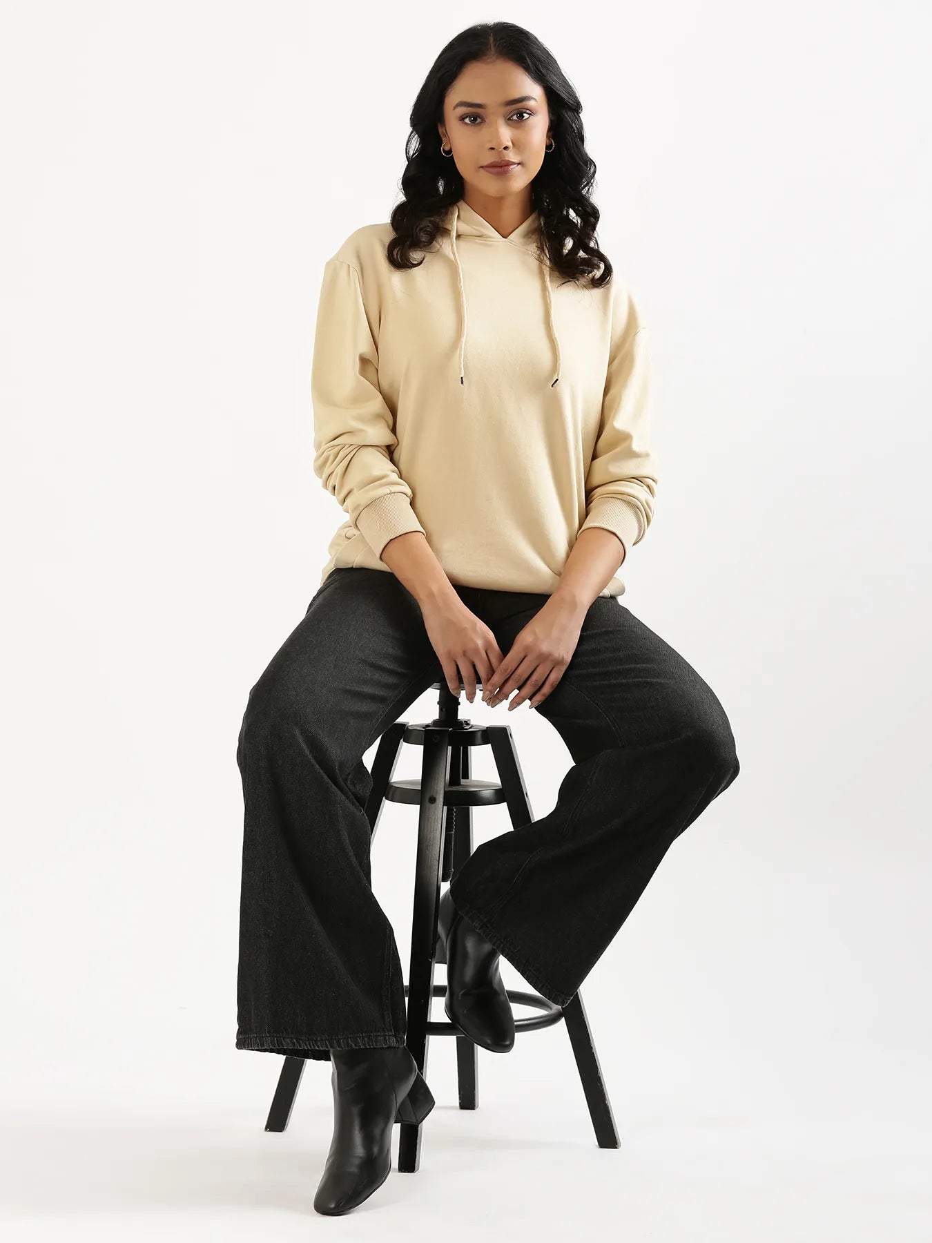 Unisex Beige Pullover Fleece Hoodie