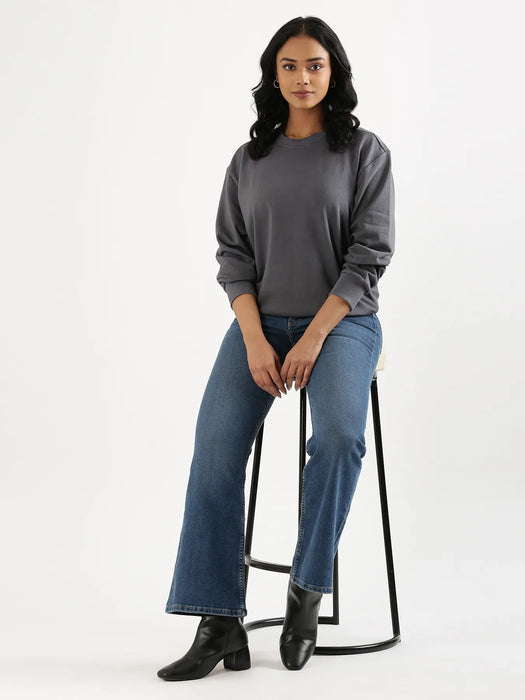 Unisex Grey Round Neck Sweatshirt