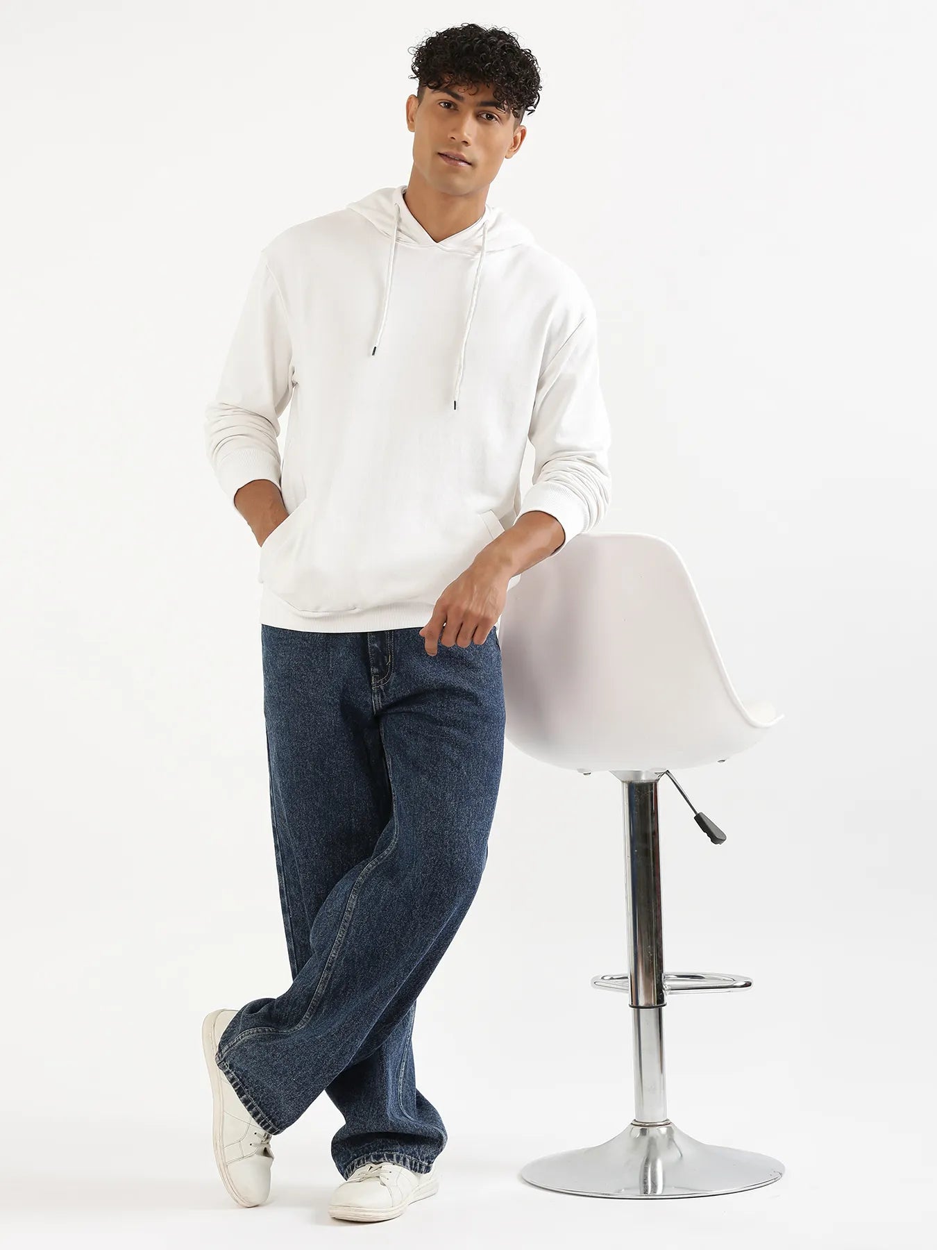 Unisex White Pullover Fleece Hoodie