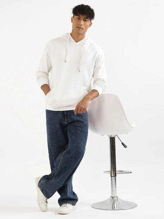 Unisex White Pullover Fleece Hoodie