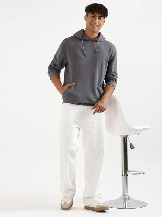 Unisex Grey Pullover Fleece Hoodie