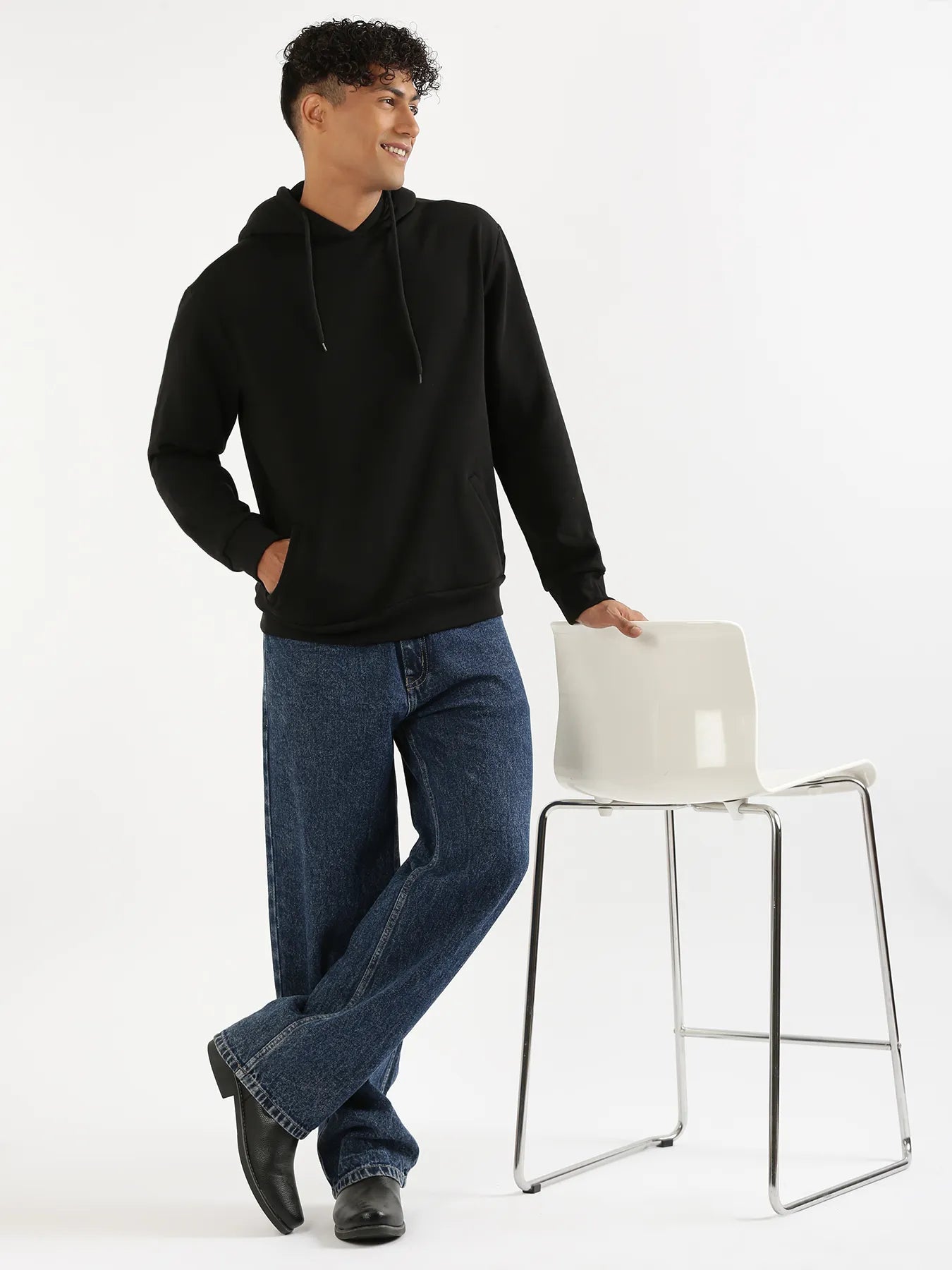 Unisex Black Pullover Fleece Hoodie