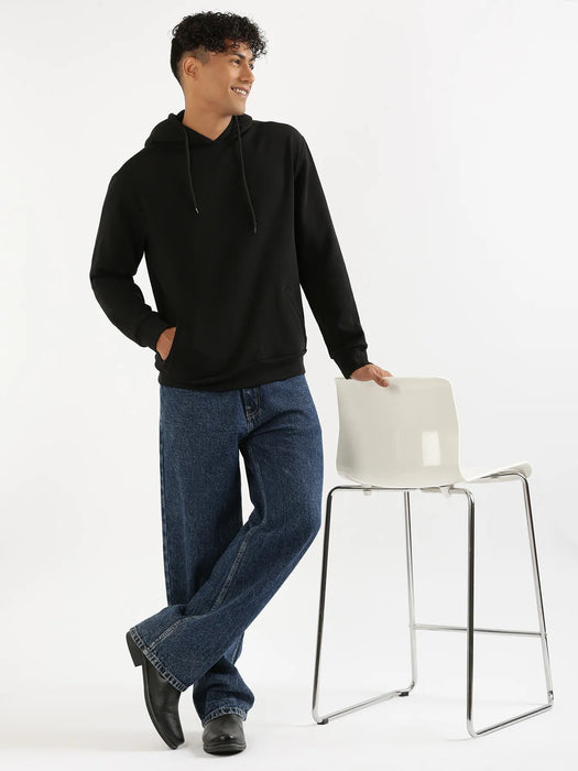 Unisex Black Pullover Fleece Hoodie