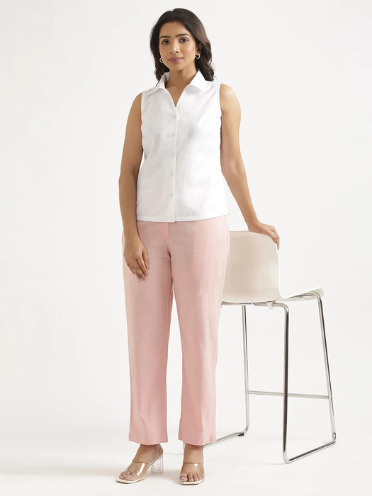 Women White Better Cotton Sleeveless Shirt
