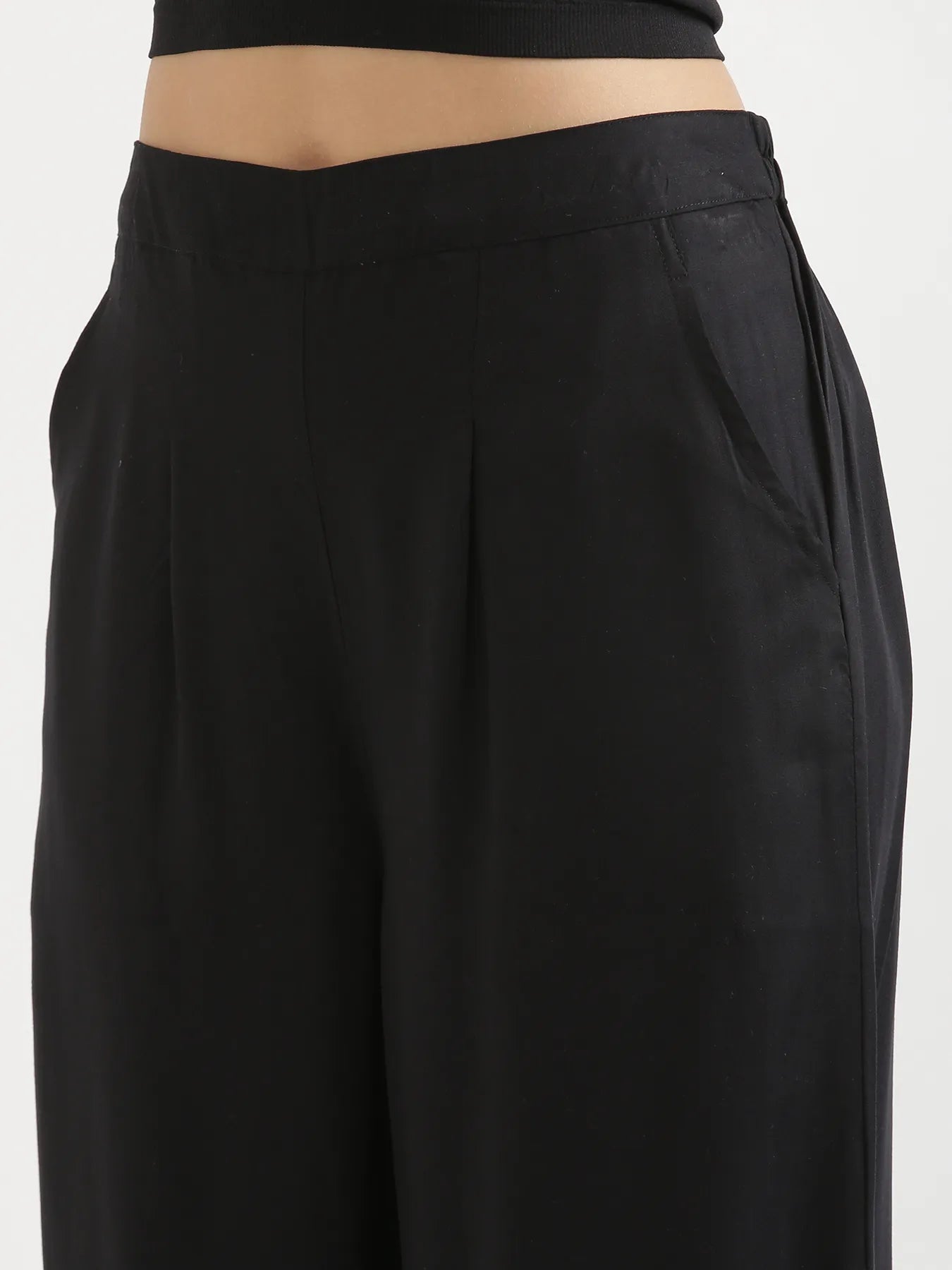 Women Black Viscose Palazzo Pant