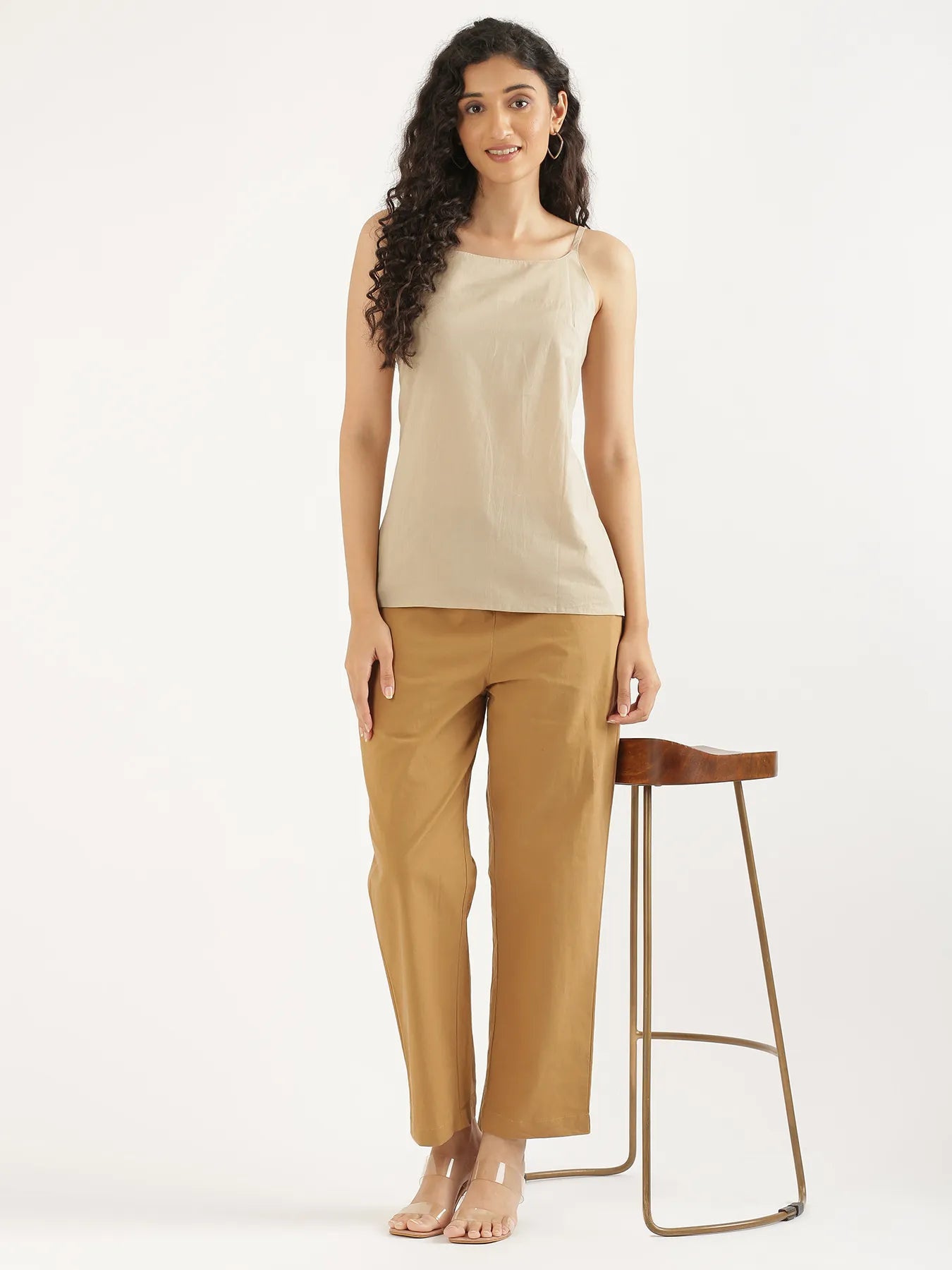 Women Nude Cotton Camisole Top