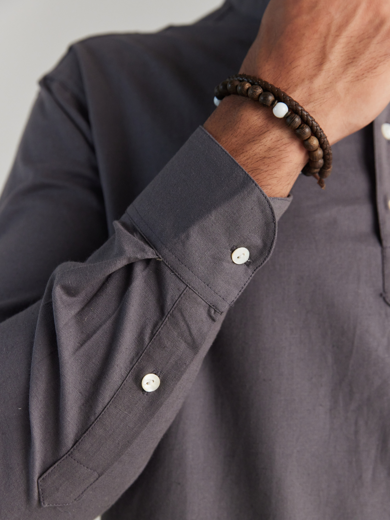 Men Slate Grey Airy Linen Short Kurta